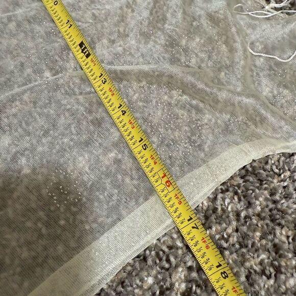 Cream Tan Butterfly Y2K Neck Scarf 90s Fringe Tassel Rhinestone - Picture 7 of 7